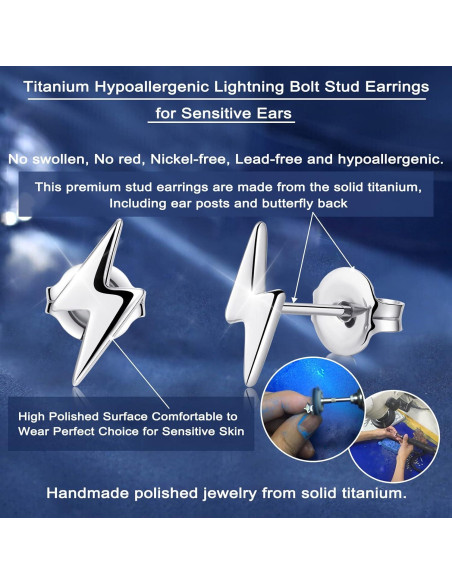 Pendientes de Stud de Titanio Hipoalergénicos para Mujeres - Rayo
