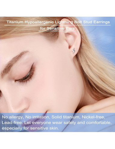 Pendientes de Stud de Titanio Hipoalergénicos para Mujeres - Rayo