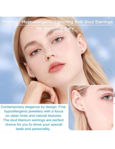 Pendientes de Stud de Titanio Hipoalergénicos para Mujeres - Rayo