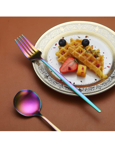 Juego de Cubiertos de Acero Inoxidable HOMQUEN 20 Piezas Mate Arcoíris