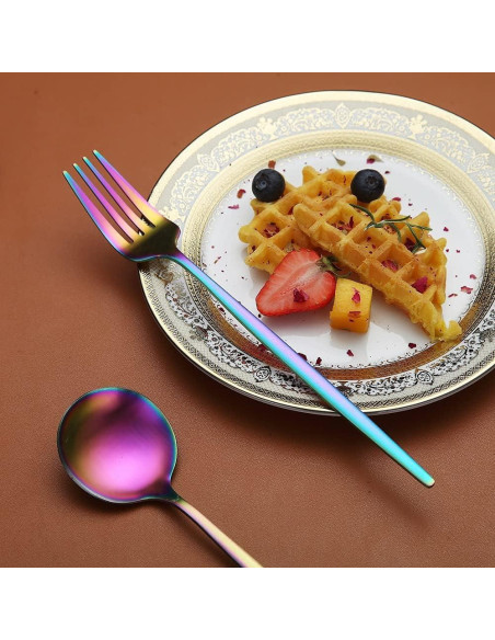 Juego de Cubiertos de Acero Inoxidable HOMQUEN 20 Piezas Mate Arcoíris