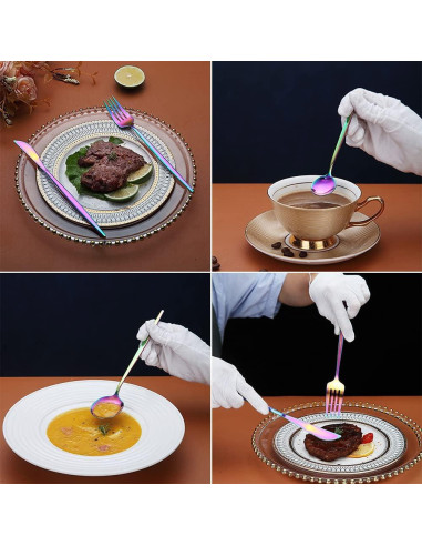 Juego de Cubiertos de Acero Inoxidable HOMQUEN 20 Piezas Mate Arcoíris