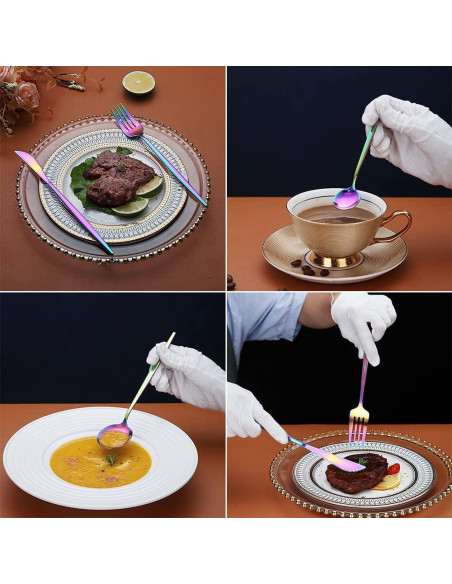 Juego de Cubiertos de Acero Inoxidable HOMQUEN 20 Piezas Mate Arcoíris