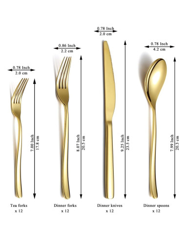 Juego de Cubiertos Berglander Oro 48 Piezas Acero Inoxidable