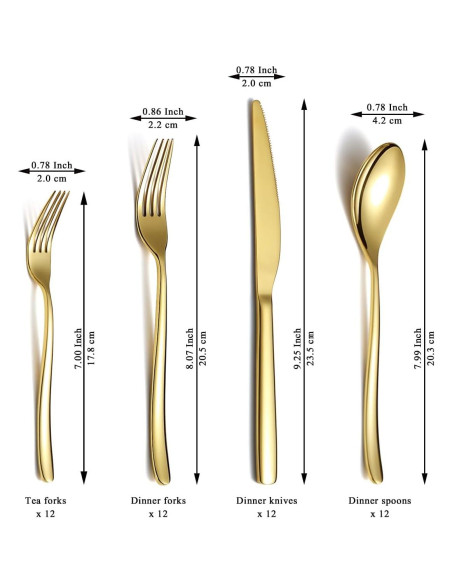 Juego de Cubiertos Berglander Oro 48 Piezas Acero Inoxidable