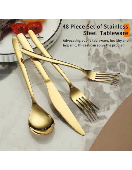 Juego de Cubiertos Berglander Oro 48 Piezas Acero Inoxidable