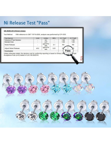 Pendientes de Titanio Hipoalergénicos Limerencia 5mm con Respaldo de Tornillo