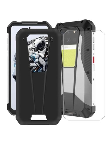 Funda Silicona Suave Negra + Protector Vidrio Unihertz 8849 Tank 3 Pro