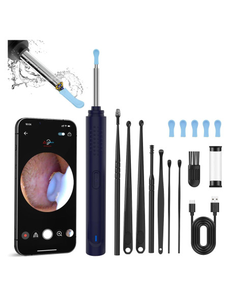 Otoscopio Inalámbrico Aiopo 1080P HD con 8 Piezas Azul