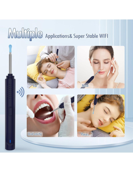 Otoscopio Inalámbrico Aiopo 1080P HD con 8 Piezas Azul