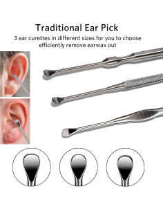 Juego de 3 Palas para Oídos Geengle - Acero Inoxidable 2