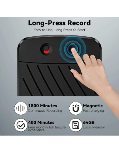 Grabadora de Voz AI IUNSONE Q70, 64GB, Traducción 112 Idiomas