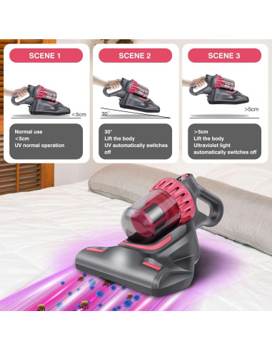 Aspiradora de Cama DICN 100W con Luz UV y Filtro HEPA