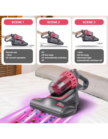 Aspiradora de Cama DICN 100W con Luz UV y Filtro HEPA Aspiradora de Cama DICN 100W con Luz UV y Filtro HEPA