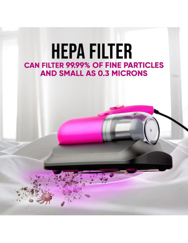 Aspiradora de Cama JJZNCLLEN HB001 120W Luz UV Filtro HEPA