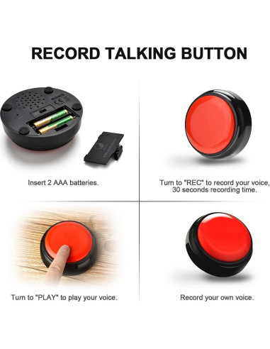 Botón Grabable de Voz Rojo - 30 Segundos - Para Mascotas y Juegos