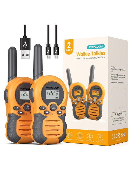Walkie Talkies Recargables FOREDOM para Niños Naranja 2 Unidades