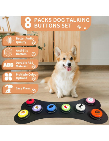 Juego de 8 Botones de Entrenamiento para Perros KiViRap