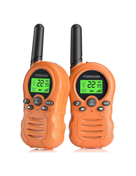 Walkie Talkies para Niños FOREDOM 2 Paquete Naranja 22 Canales