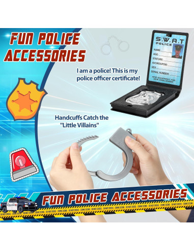 9 Piezas Accesorios de Disfraz de Policía Metemot para Niños