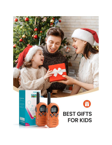Walkie Talkies para Niños FOREDOM 2 Paquete Naranja 22 Canales
