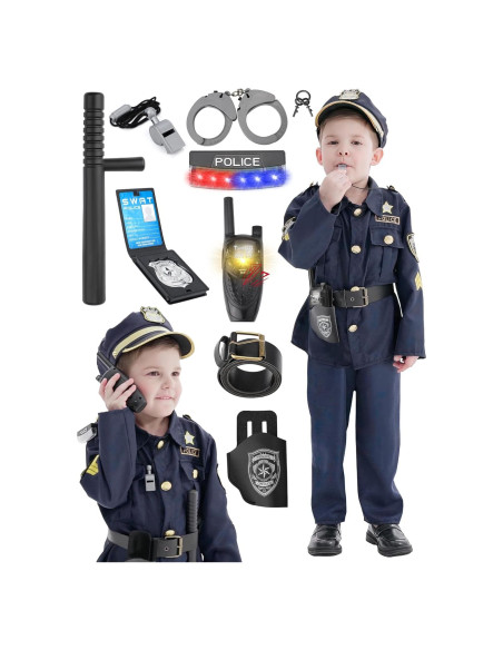 Disfraz de Policía para Niños 5-7 Años con Accesorios Disfraz de Policía para Niños 5-7 Años con Accesorios