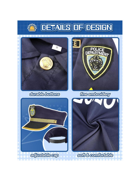 Disfraz de Policía para Niños 5-7 Años con Accesorios Disfraz de Policía para Niños 5-7 Años con Accesorios