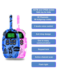 Walkie Talkies Recargables KidzAdventure 2 Paquete 4.83 KM Alcance 2