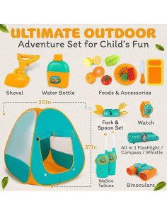 Juego de Camping ToyVelt para Niños - Tienda, Walkie Talkies y Accesorios 2