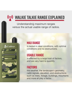 Walkie Talkies Cobra HE150 G para Niños - Alcance 25.75 km, Verde 2