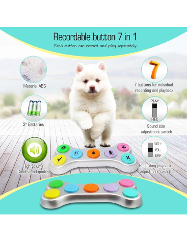 Botones de Comunicación para Perros ANLIKY Set de 7 Grabables