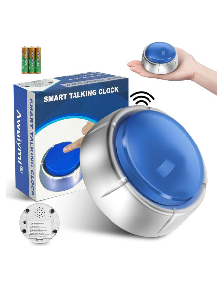 Reloj Botón Hablante Awaiymi Digital para Ciegos Azul