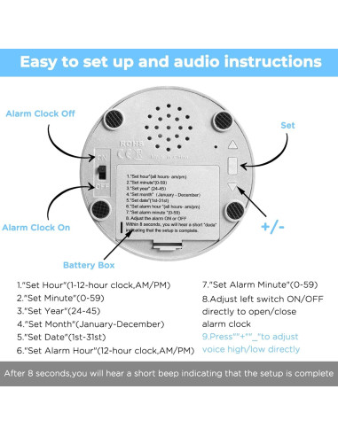 Reloj Botón Hablante Awaiymi Digital para Ciegos Azul