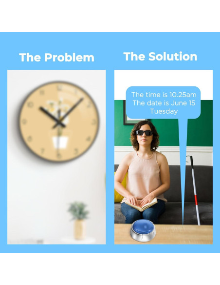 Reloj Botón Hablante Awaiymi Digital para Ciegos Azul