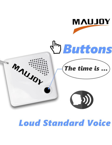 Reloj Hablante MAUJOY para Ciegos - Llavero Compacto Blanco