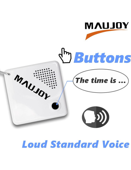 Reloj Hablante MAUJOY para Ciegos - Llavero Compacto Blanco