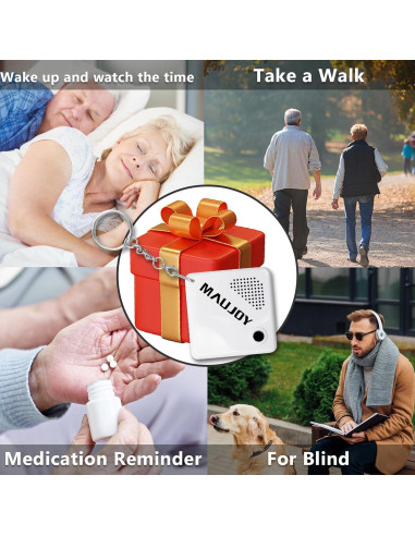 Reloj Hablante MAUJOY para Ciegos - Llavero Compacto Blanco