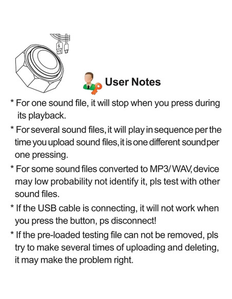 Botón de Sonido USB RIBOSY - 100+ Grabaciones, Sin Intervalo