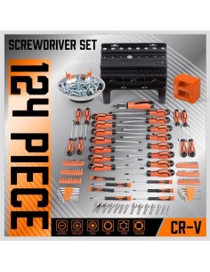 Juego de Destornilladores Magnéticos SEDY 124 Piezas con Estante 2