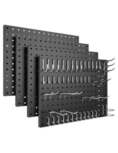 Paneles de Pegboard Spampur 4 Pcs Negro con 51 Ganchos