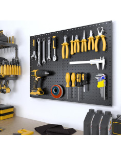 Paneles de Pegboard Spampur 4 Pcs Negro con 51 Ganchos 2