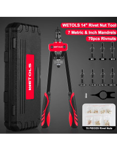 Kit de Herramientas para Tuercas Remachadas WETOLS 14" 70 Piezas 2