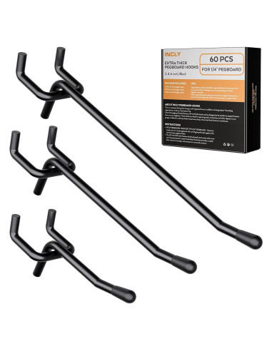 Ganchos de Tablero de Clavos INCLY 60 Piezas 5-15 cm Alta Resistencia