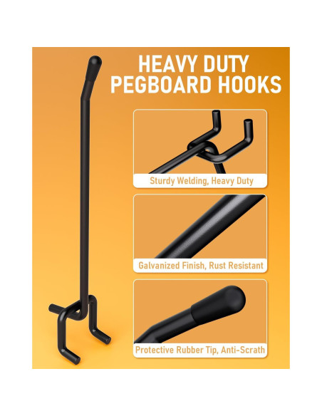 Ganchos de Tablero de Clavos INCLY 60 Piezas 5-15 cm Alta Resistencia