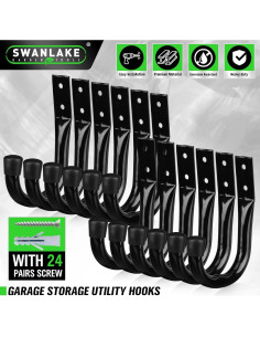 Ganchos de Almacenamiento para Garaje SWANLAKE 12 Piezas Metal 2