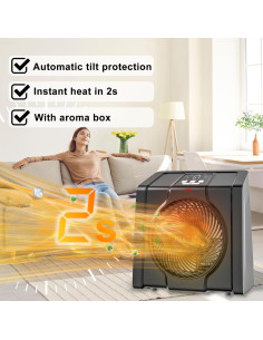 Calentador Eléctrico HEATIT 1500W con Termostato Digital Negro 2