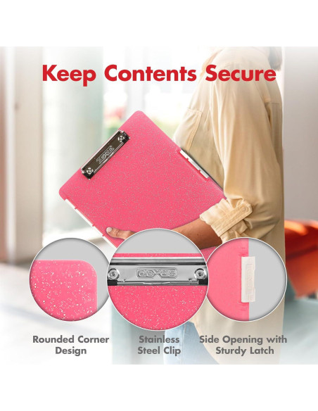 Clipboard Dexas Slimcase 2 con Almacenamiento Rosa A4