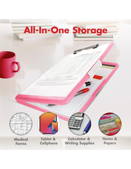 Clipboard Dexas Slimcase 2 con Almacenamiento Rosa A4