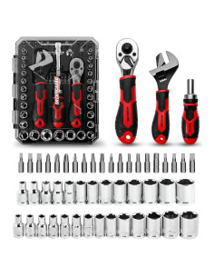 Juego de Llaves de Carraca 53 Piezas IRONCUBE con Destornillador 20-en-1