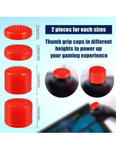 8 Tapas de Joystick Silicona Lasuroa Rojo 4 Tamaños 2